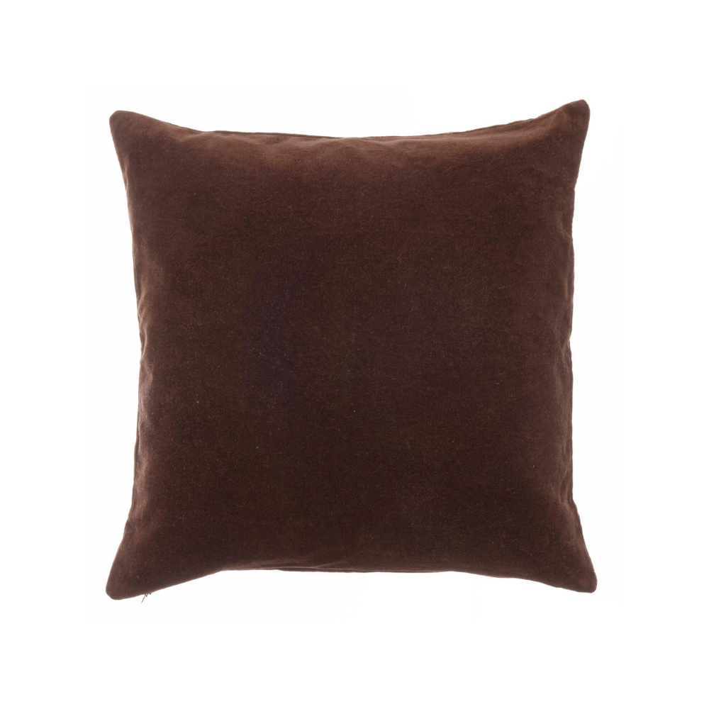 Velour pude, mørkebrun - 50x50 cm
